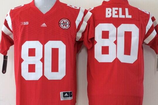 Men Nebraska Huskers 80 Bell Red NCAA jerseys